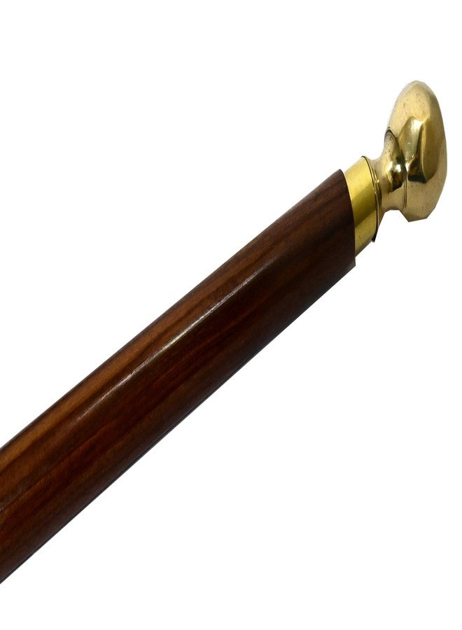 Ages Behind Dog Training Stick, 63 cm Wooden Walking Cane, Brass Ball Handle, Brown - Image 3